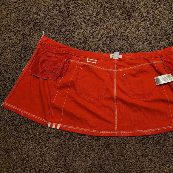 Adidas Women Originals x Fiorucci Jacquard Trefoil Red Mini Skirt 3 Stripes (S) - Picture 8 of 9